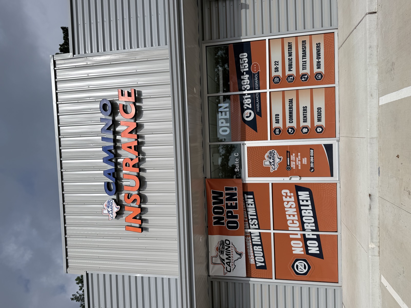 The Camino Insurance storefront on Morgan Cemetery Road in Cleveland, Texas